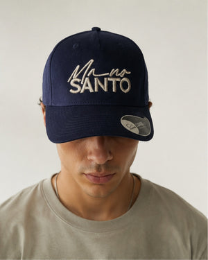 Navy Blue Baseball Cap Mano Santo 3D Embroidered